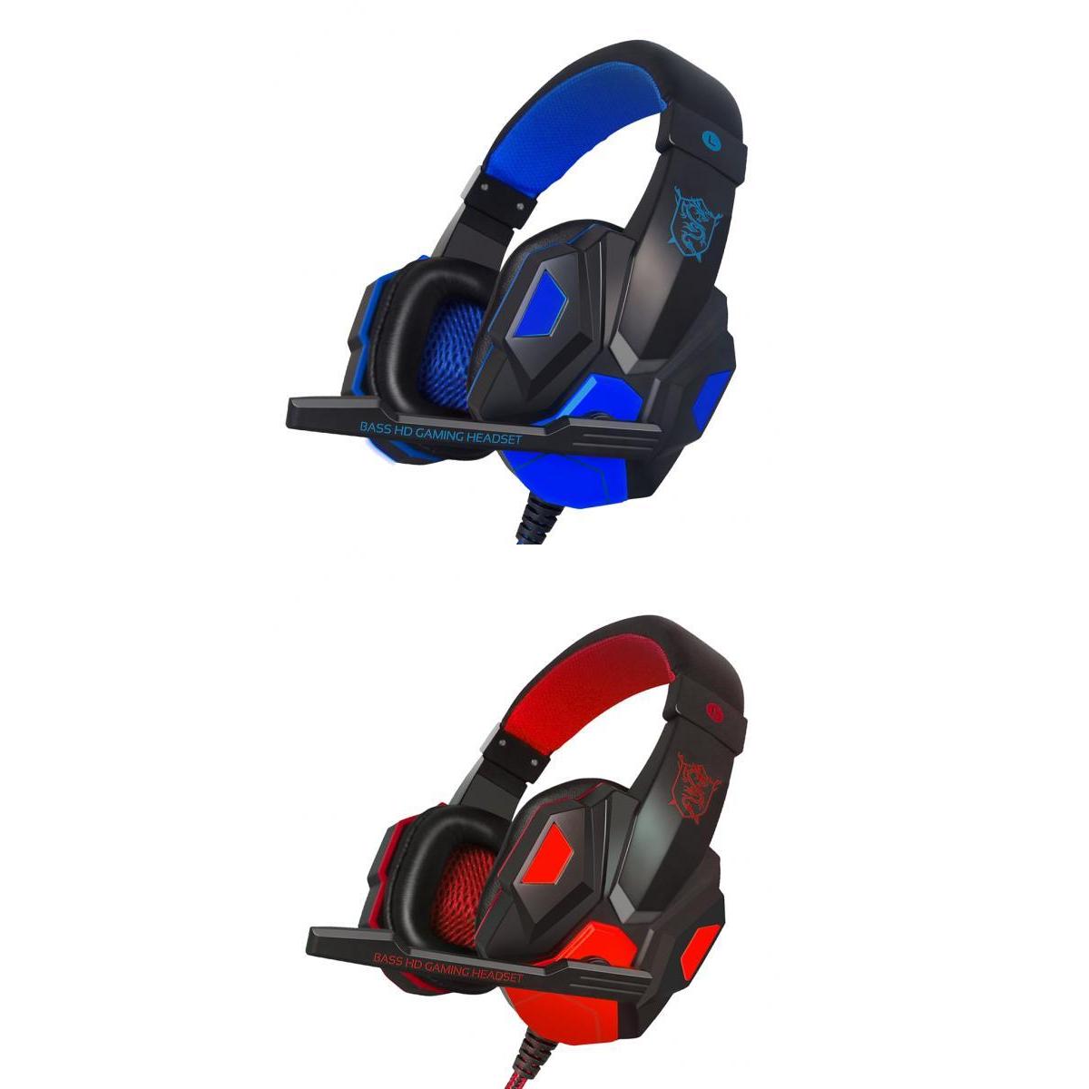 2Piece Gaming Headset Over Ear Headphones with Mic LED Light for PC