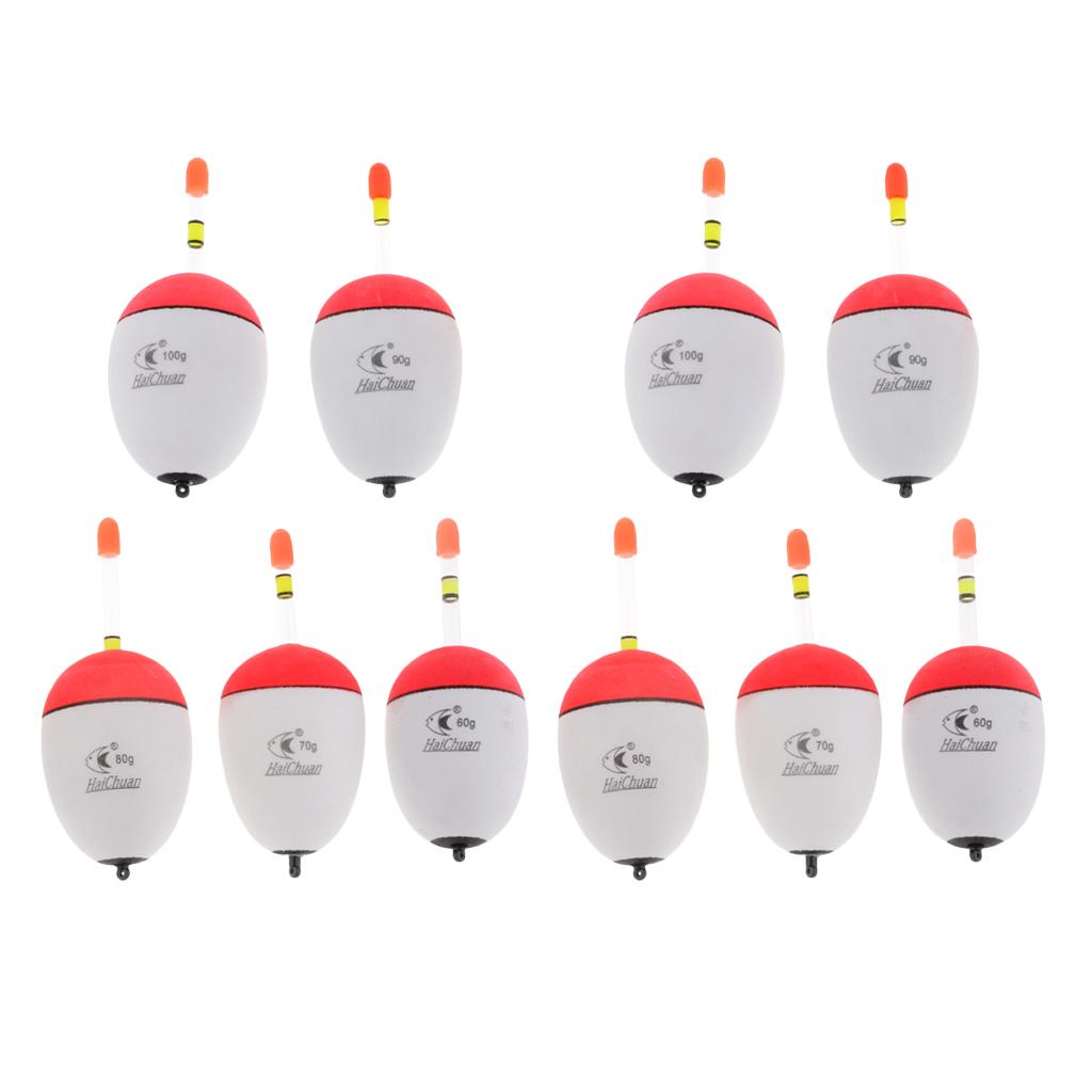 10pcs EVA Foam Floats Luminous Fishing Float Bobber Sea Rock Fishing 60-100g