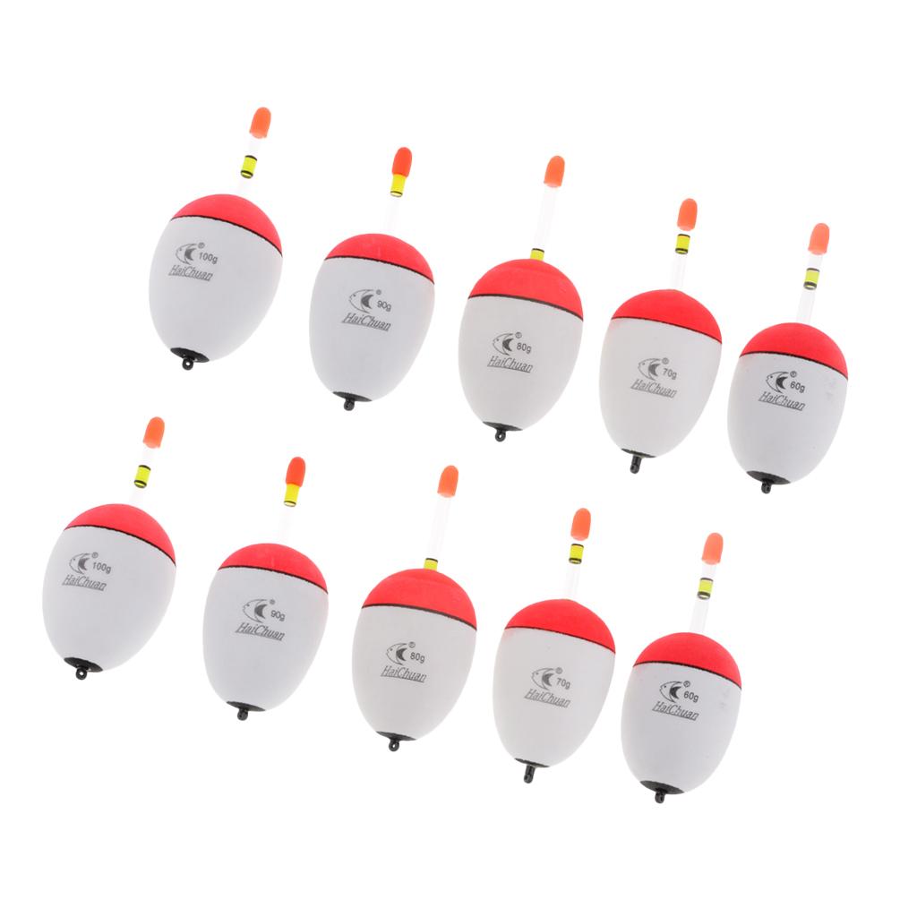 10pcs EVA Foam Floats Luminous Fishing Float Bobber Sea Rock Fishing 60-100g