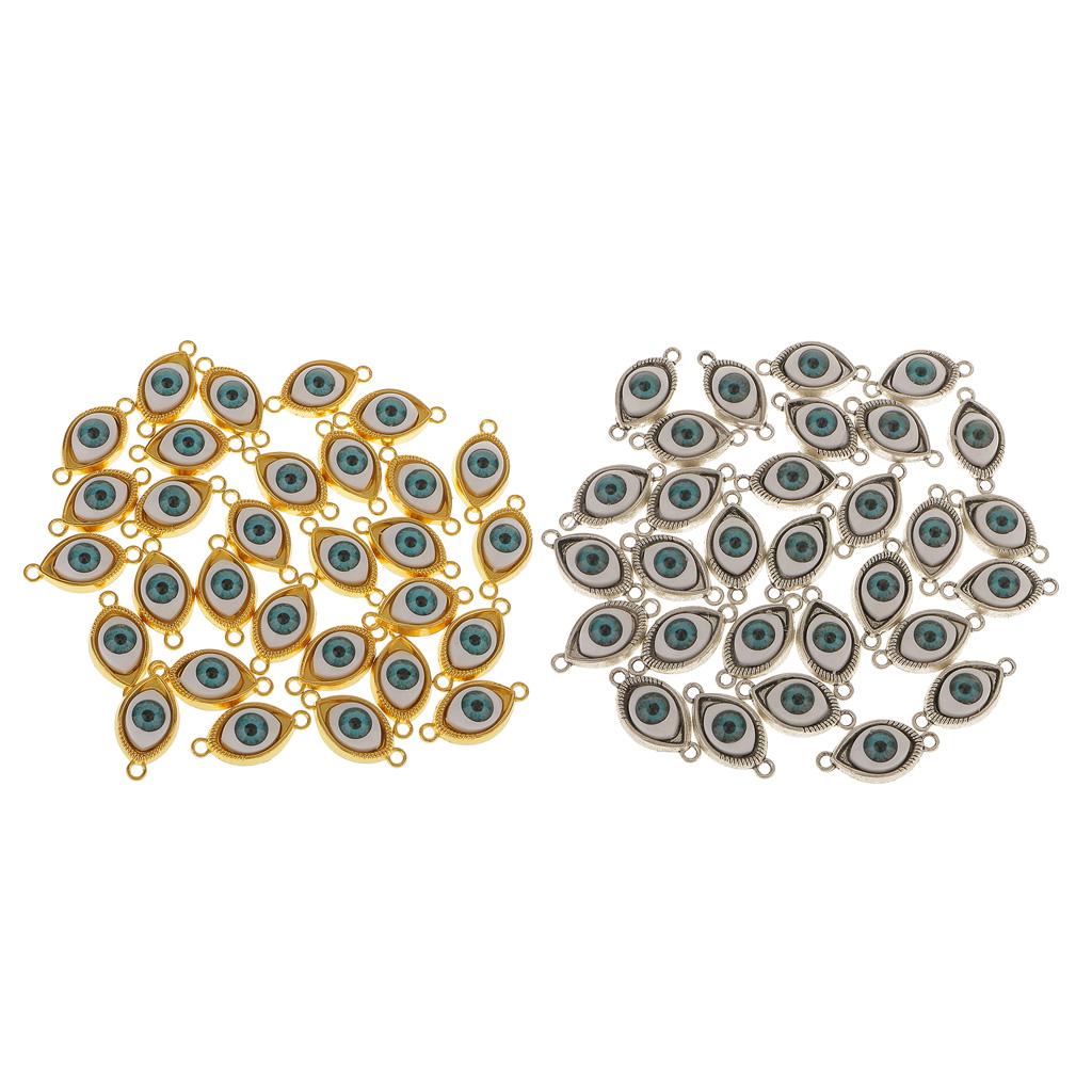 60pcs Alloy Evil Eye Charms Amulet Pendants for Jewelry Makings DIY
