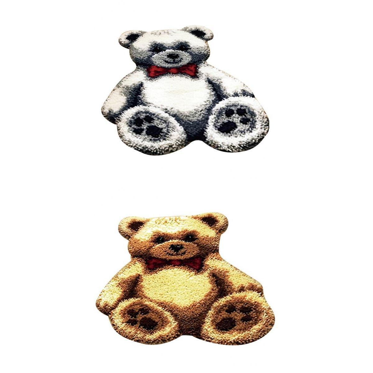 2 Sets Toy Bear Latch Hook Kits Rugs Cushion Crafts Embroidery for Beginners