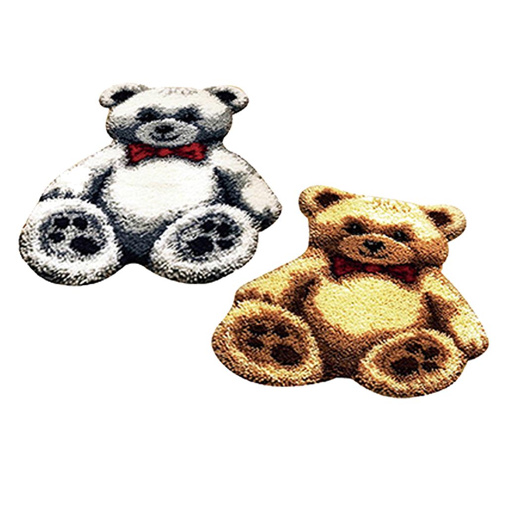 2 Sets Toy Bear Latch Hook Kits Rugs Cushion Crafts Embroidery for Beginners