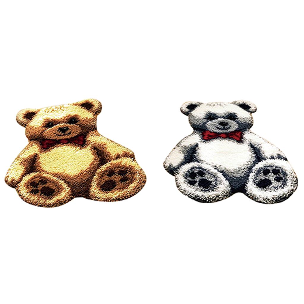 2 Sets Toy Bear Latch Hook Kits Rugs Cushion Crafts Embroidery for Beginners