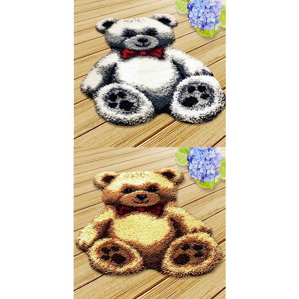 2 Sets Toy Bear Latch Hook Kits Rugs Cushion Crafts Embroidery for Beginners