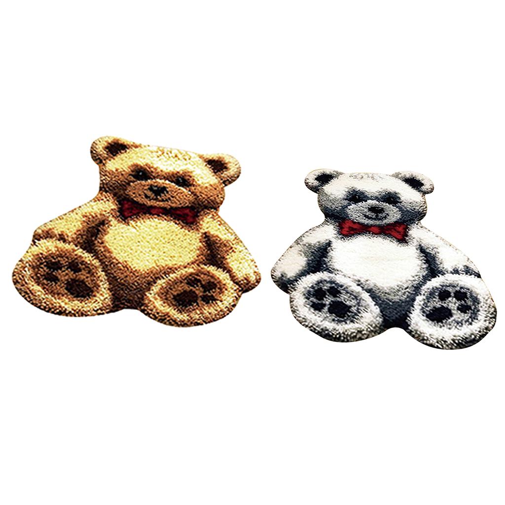 2 Sets Toy Bear Latch Hook Kits Rugs Cushion Crafts Embroidery for Beginners