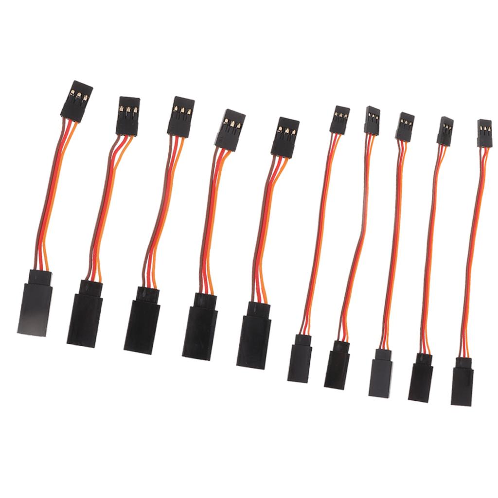 10 Piece 50-100mm 3 Pin Servo Extension Cord for Futaba JR Connector Accs