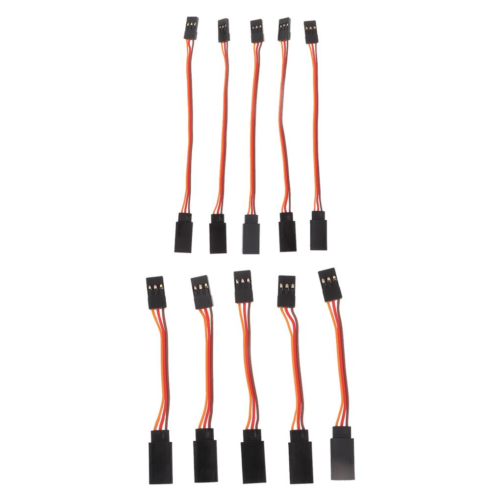 10 Piece 50-100mm 3 Pin Servo Extension Cord for Futaba JR Connector Accs
