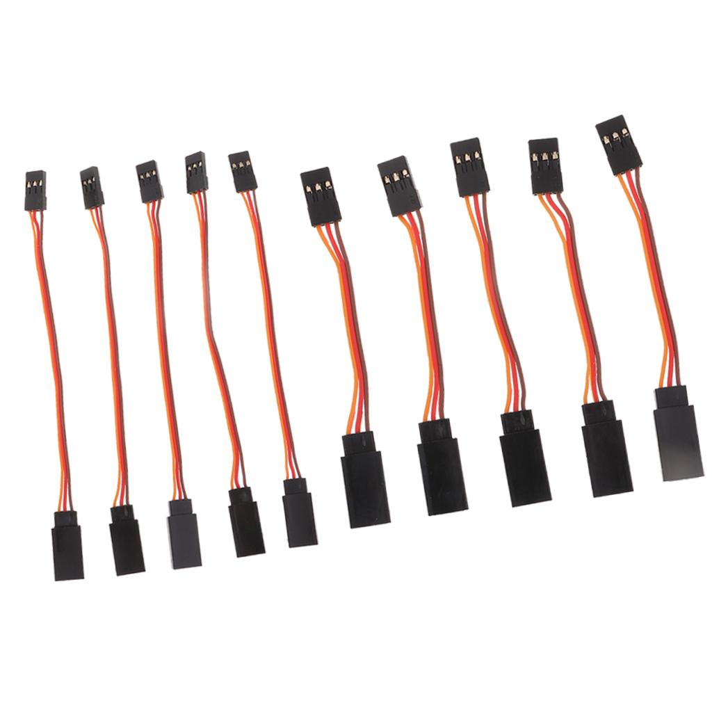 10 Piece 50-100mm 3 Pin Servo Extension Cord for Futaba JR Connector Accs