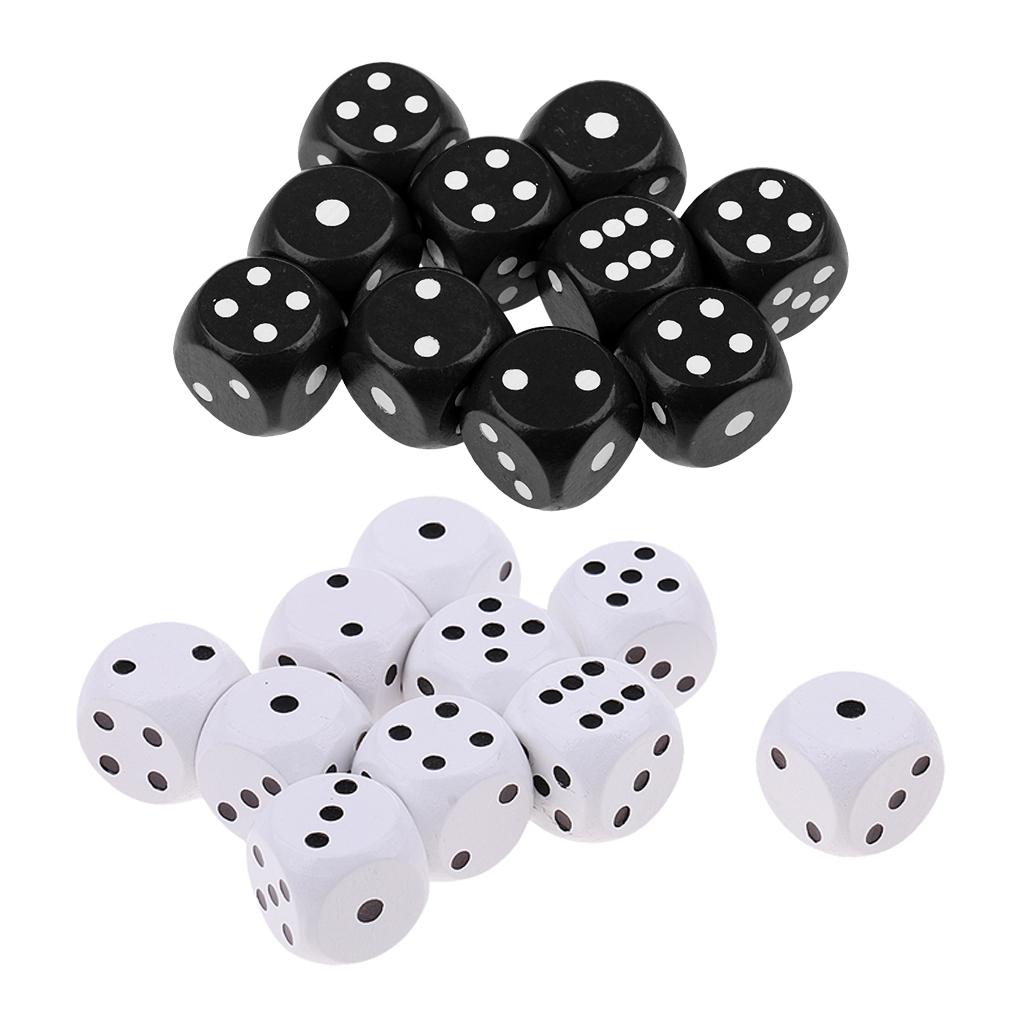 20 Pieces Wooden Dice D6 Six Sided Dotted Dice for Dungeons and Dragons Game