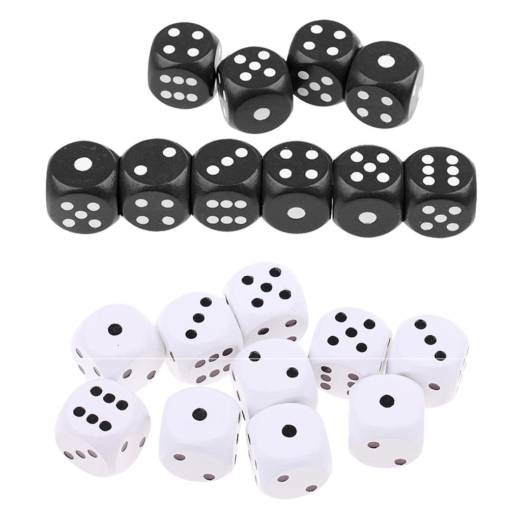 20 Pieces Wooden Dice D6 Six Sided Dotted Dice for Dungeons and Dragons Game
