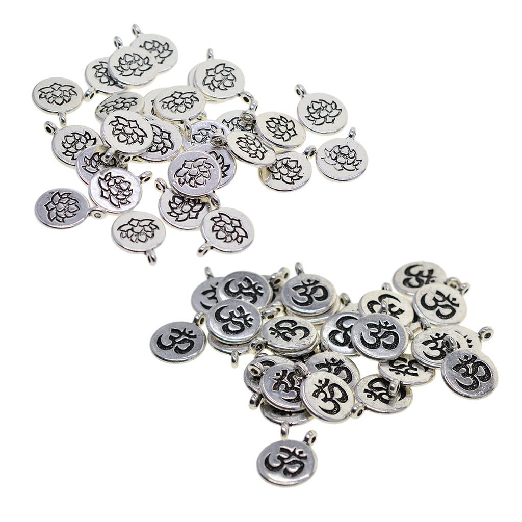 60x Tibetan Silver Yoga Charms DIY Pendant for Necklace Jewelry Making Craft