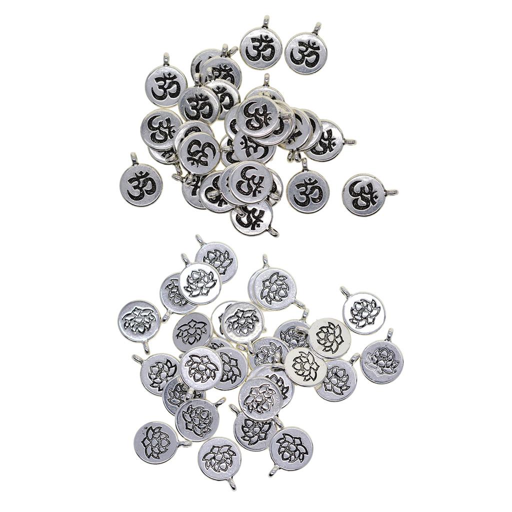 60x Tibetan Silver Yoga Charms DIY Pendant for Necklace Jewelry Making Craft