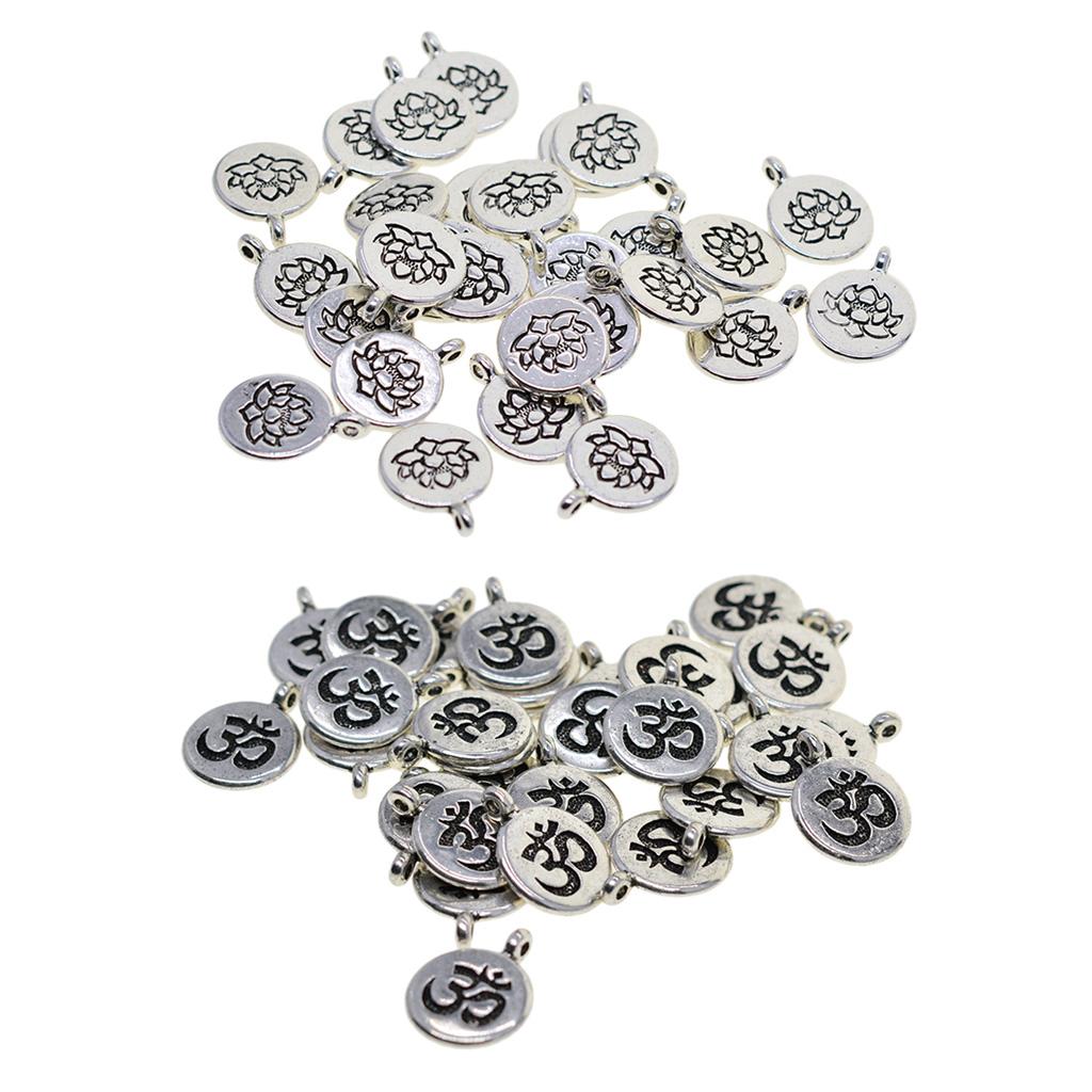 60x Tibetan Silver Yoga Charms DIY Pendant for Necklace Jewelry Making Craft
