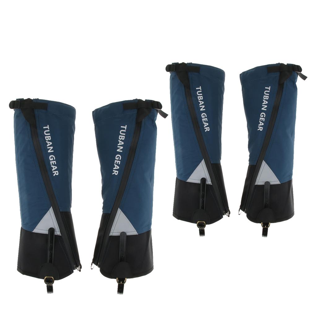 2 Pairs Waterproof Reflective Walking Gaiters Leggings Outdoors Blue