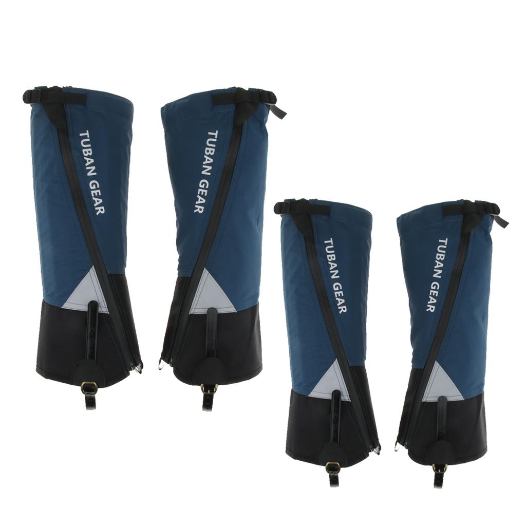 2 Pairs Waterproof Reflective Walking Gaiters Leggings Outdoors Blue