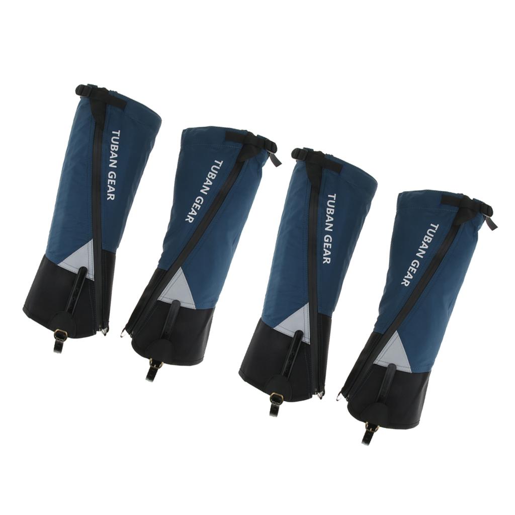 4pcs Waterproof Walking Trekking Gaiters Boots Cover Leggings Blue M