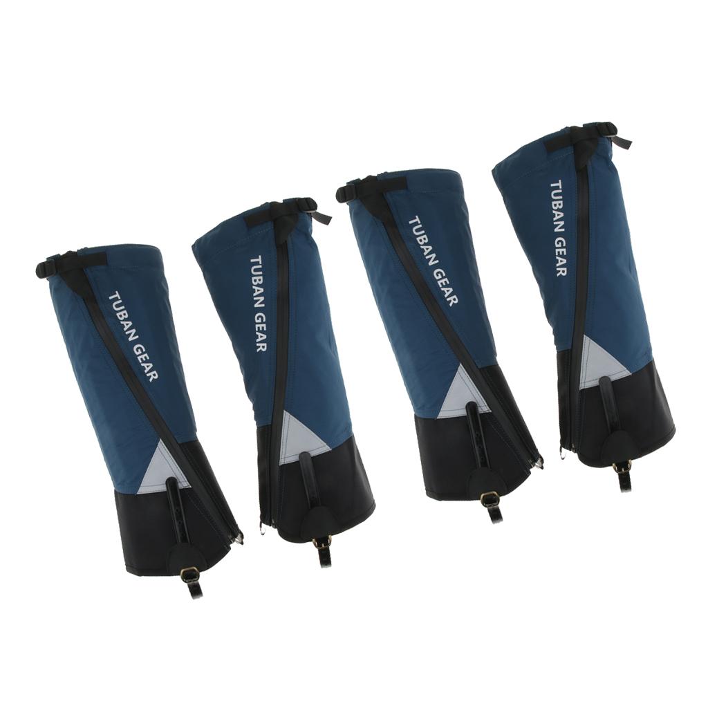 4pcs Waterproof Walking Trekking Gaiters Boots Cover Leggings Blue M