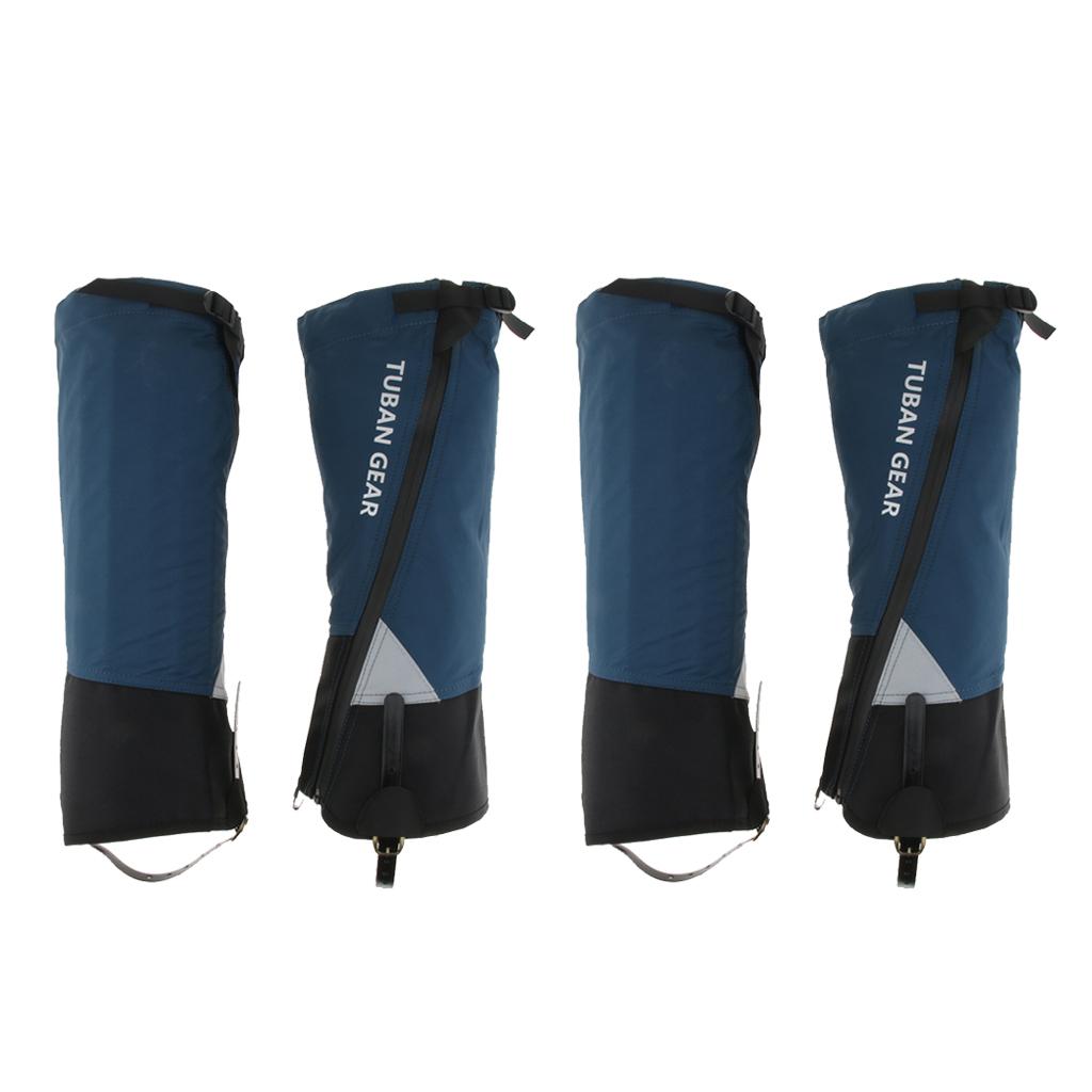 4pcs Waterproof Walking Trekking Gaiters Boots Cover Leggings Blue L