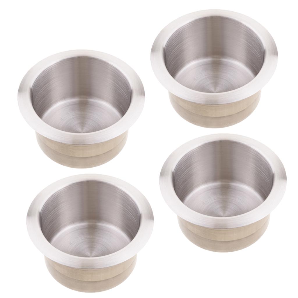 4pcs Stainless Steel Recessed Cup Drink Holder Marine Boat RV Camper 85x55mm