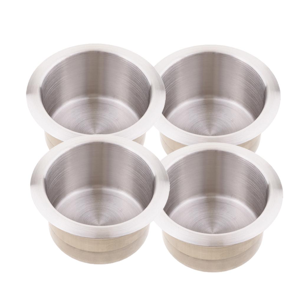 4pcs Stainless Steel Recessed Cup Drink Holder Marine Boat RV Camper 85x55mm