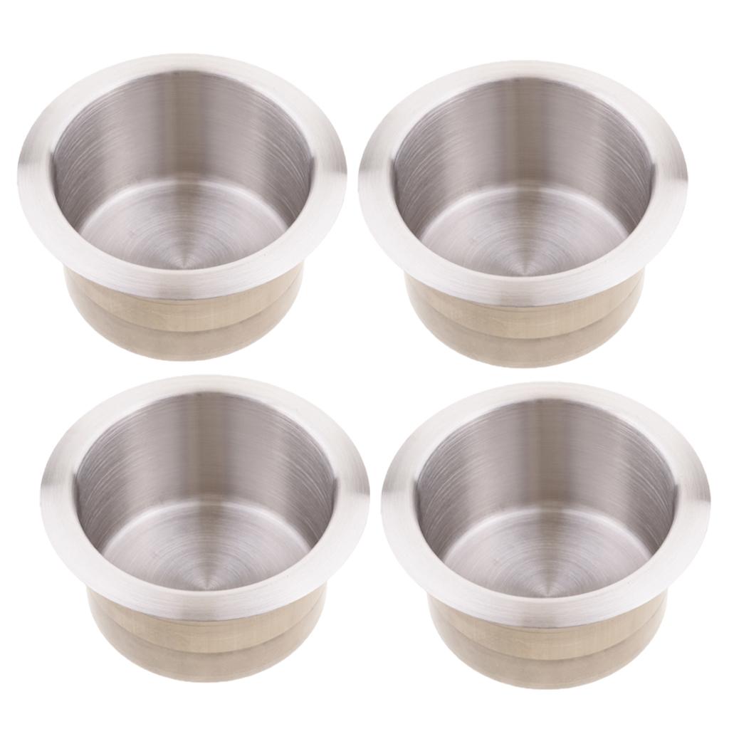 4pcs Stainless Steel Recessed Cup Drink Holder Marine Boat RV Camper 85x55mm