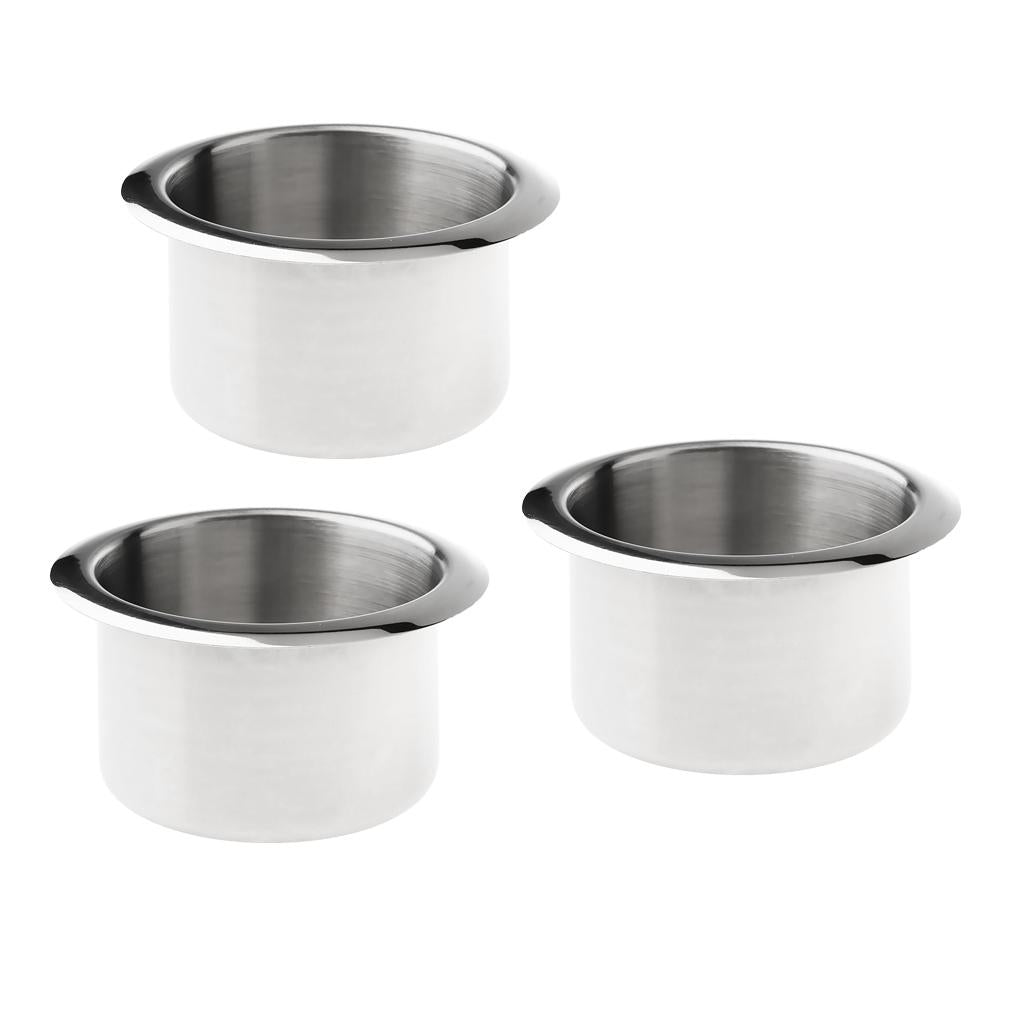3x Stainless Steel Cup Drink Holder Polished for Marine Car Truck Camper RV