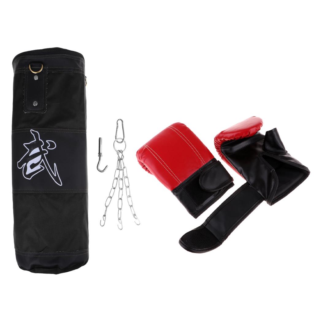 1 Piece Canvas Empty Fitness Punching Bag With PU Leather Boxing Gloves