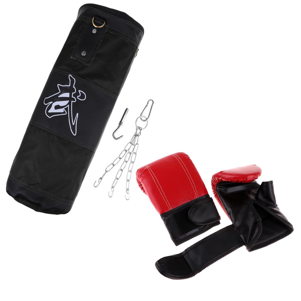 1 Piece Canvas Empty Fitness Punching Bag With PU Leather Boxing Gloves