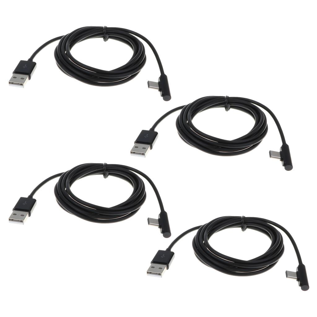 4x 90 Degree USB Type C Cable Fast Charging Data Cable for Android Black 2m