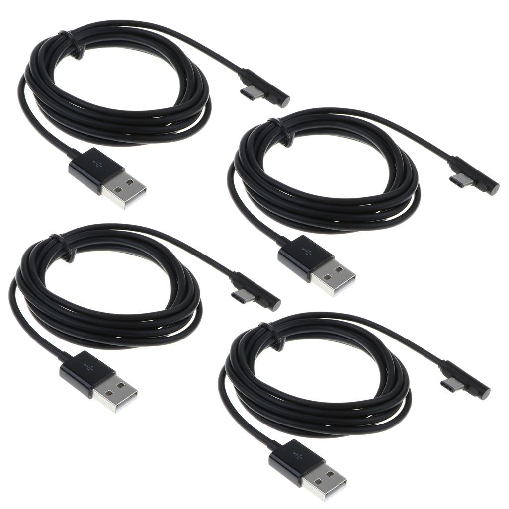 4x 90 Degree USB Type C Cable Fast Charging Data Cable for Android Black 2m