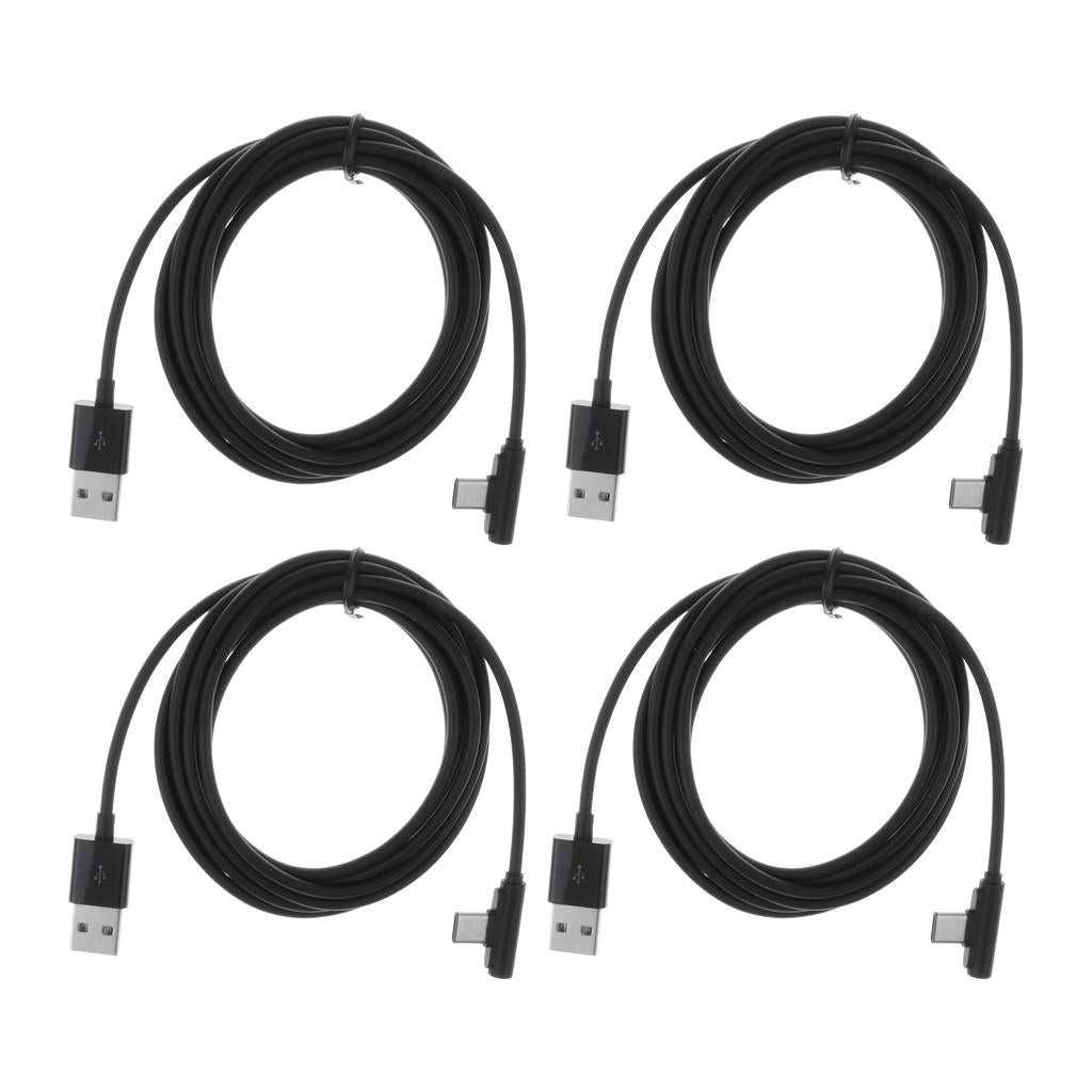 4x 90 Degree USB Type C Cable Fast Charging Data Cable for Android Black 2m