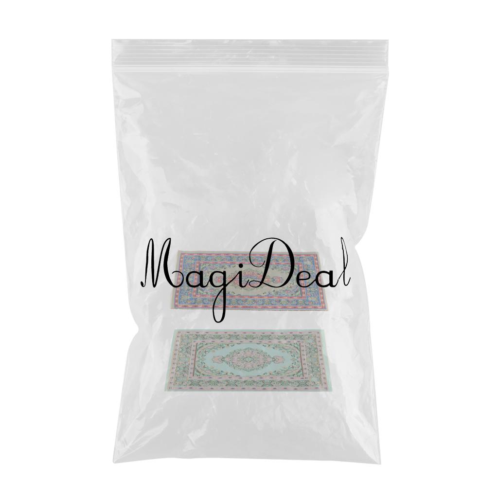 2 Pieces 1/12 Dollhouse Miniature Rug Embroidery Cloth Mat Room Accessories