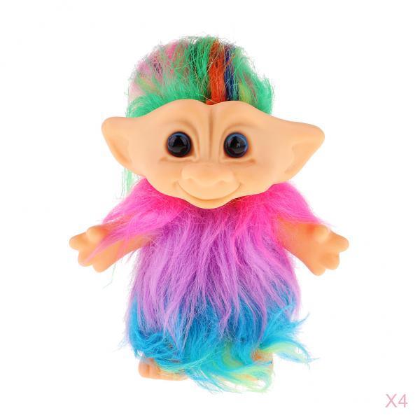 4 Pieces Delicate Lucky Troll Doll Mini Action Figures Cake Decor Colorful