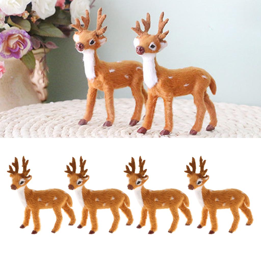 4Pcs Miniature Realistic Deer Figurine Statue Model Home Gift Decorative