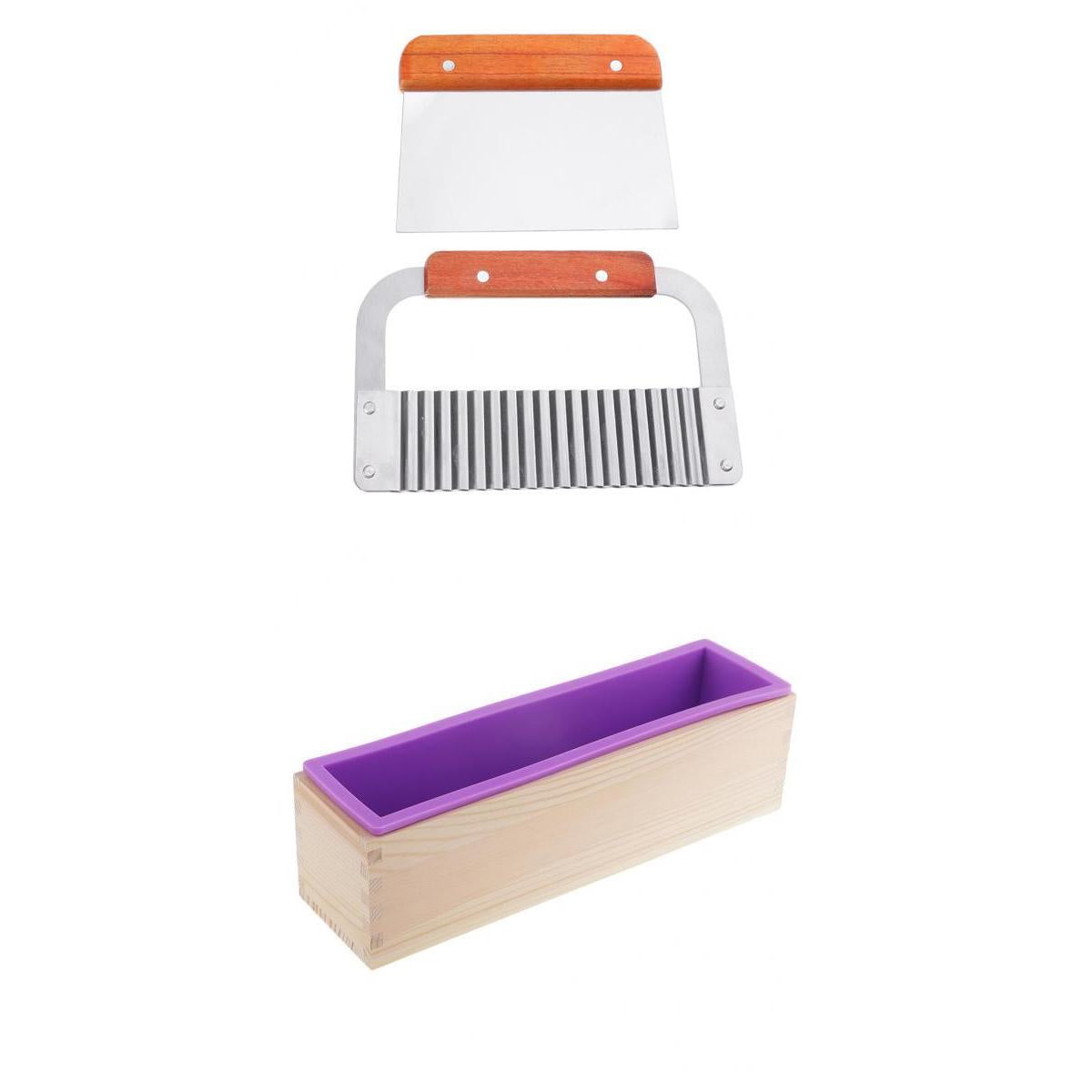 2Pcs Stainless Steel Wavy & Straight Cutter Tools & 1Pcs Silicone Loaf Mold