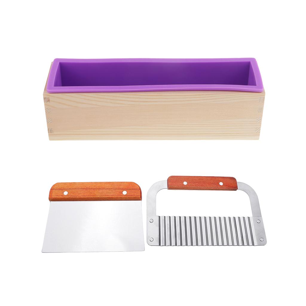 2Pcs Stainless Steel Wavy & Straight Cutter Tools & 1Pcs Silicone Loaf Mold