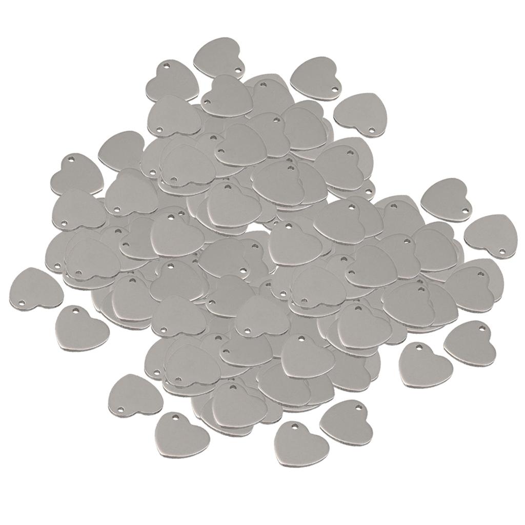 200x 14mm Metal Flat Heart Blank Stamping Charms Tag Pendants Jewelry Making