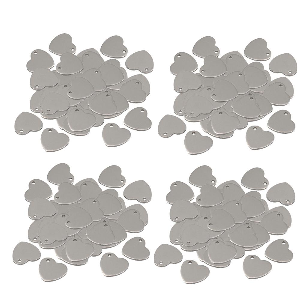 200x 14mm Metal Flat Heart Blank Stamping Charms Tag Pendants Jewelry Making