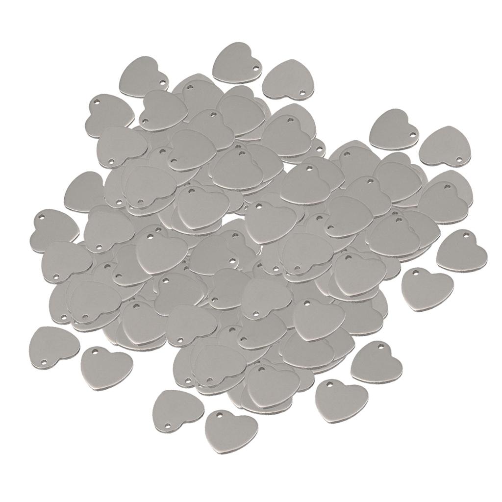 200x 14mm Metal Flat Heart Blank Stamping Charms Tag Pendants Jewelry Making