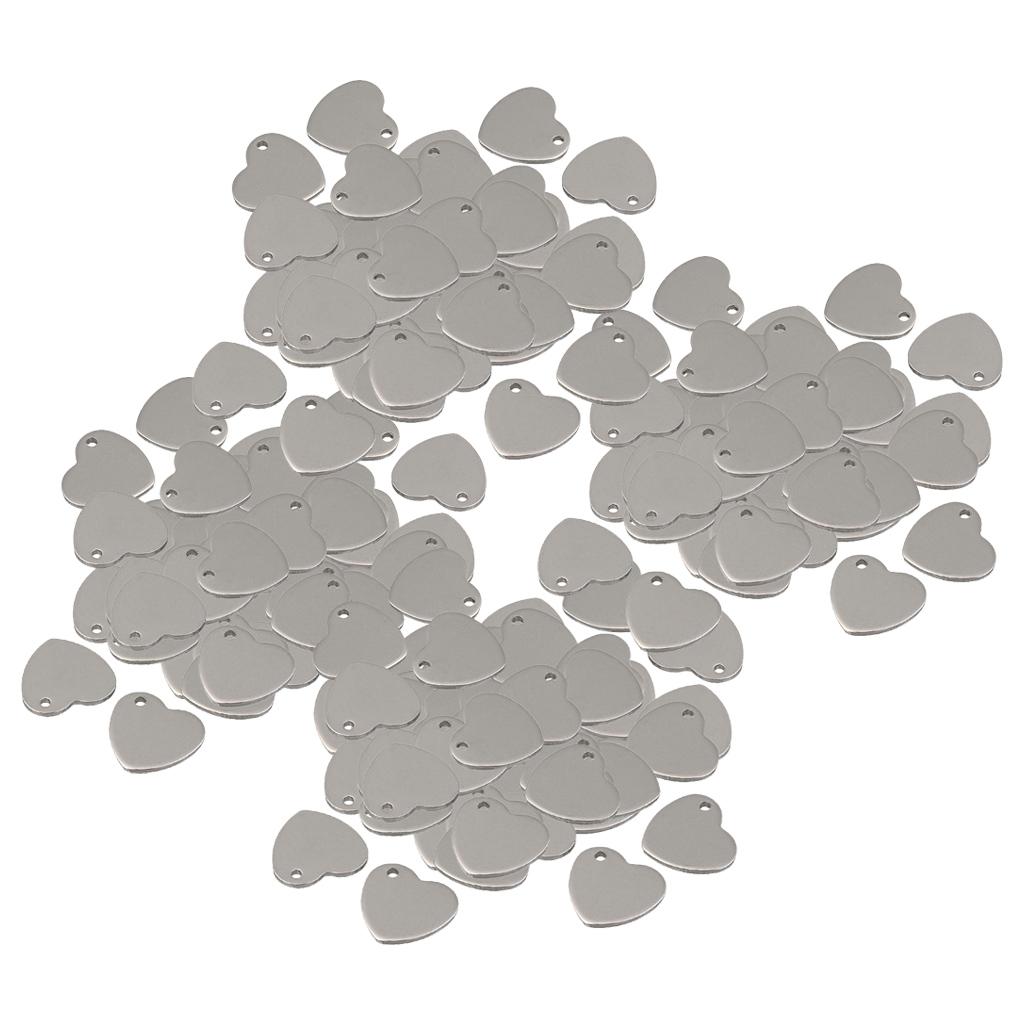 200x 14mm Metal Flat Heart Blank Stamping Charms Tag Pendants Jewelry Making