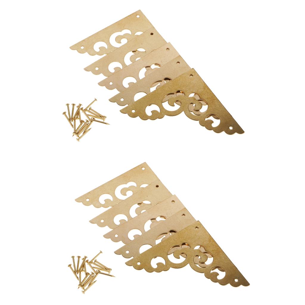 10pcs Brass Antique Wooden Jewelry Gift Box Cabinet Corner Protector Gold