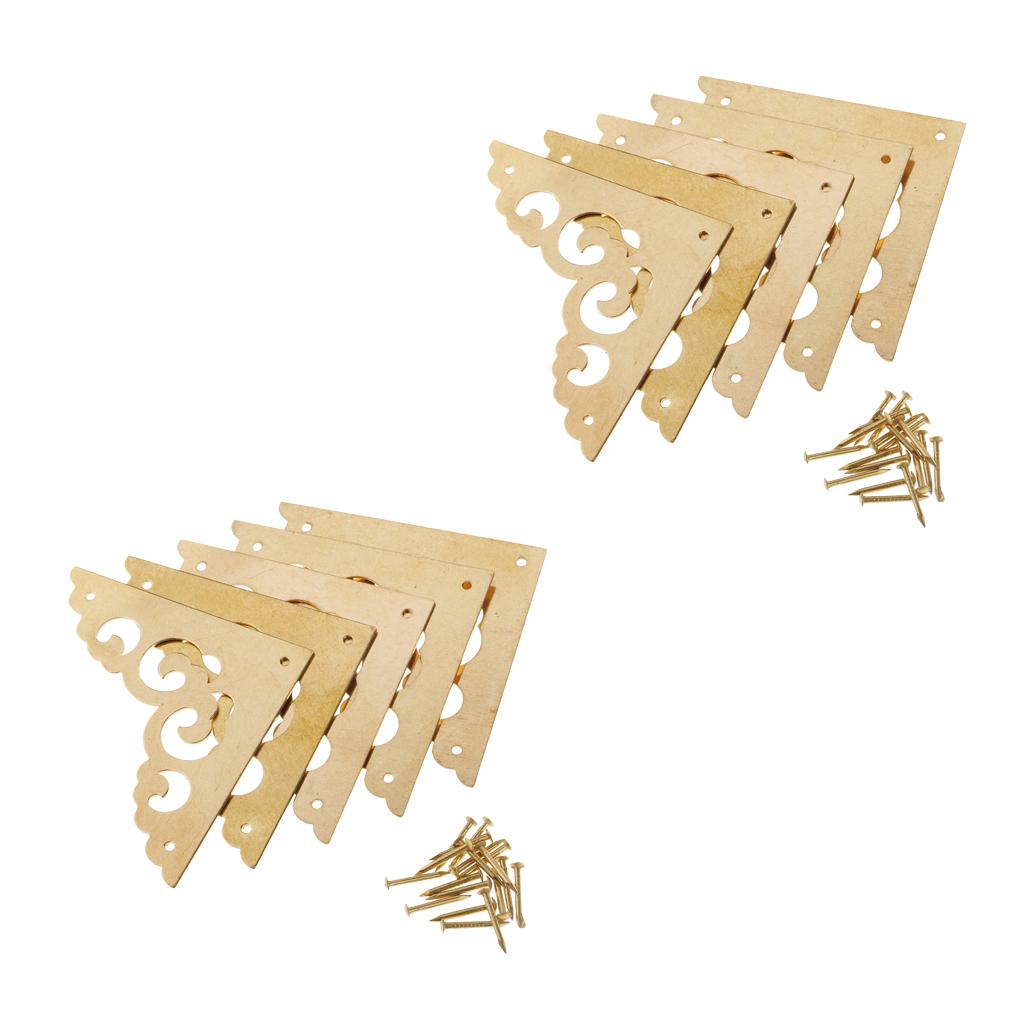 10pcs Brass Antique Wooden Jewelry Gift Box Cabinet Corner Protector Gold