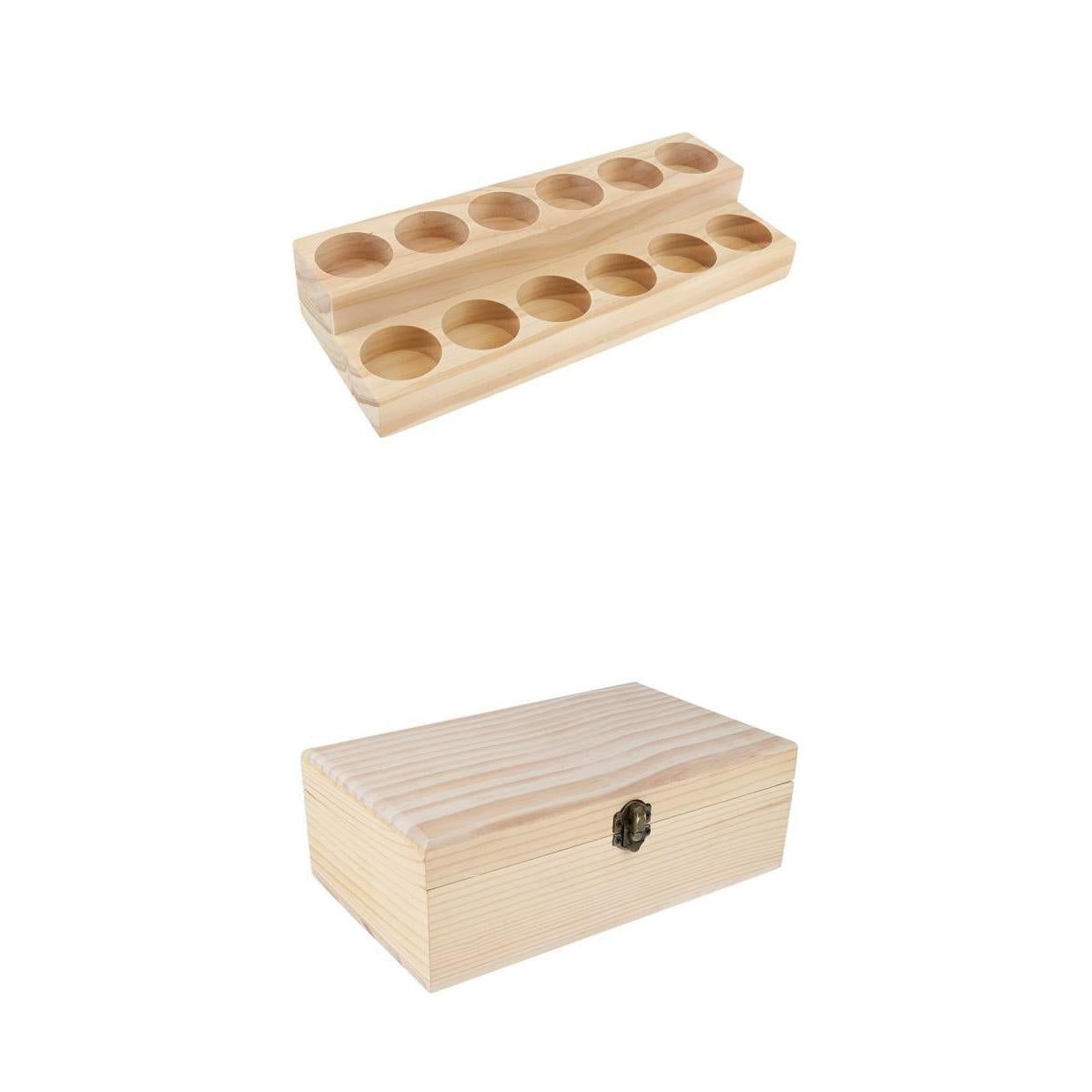 2pcs Handmade Wood Essential Oil Display Storage Carrying Case Box Stand Set