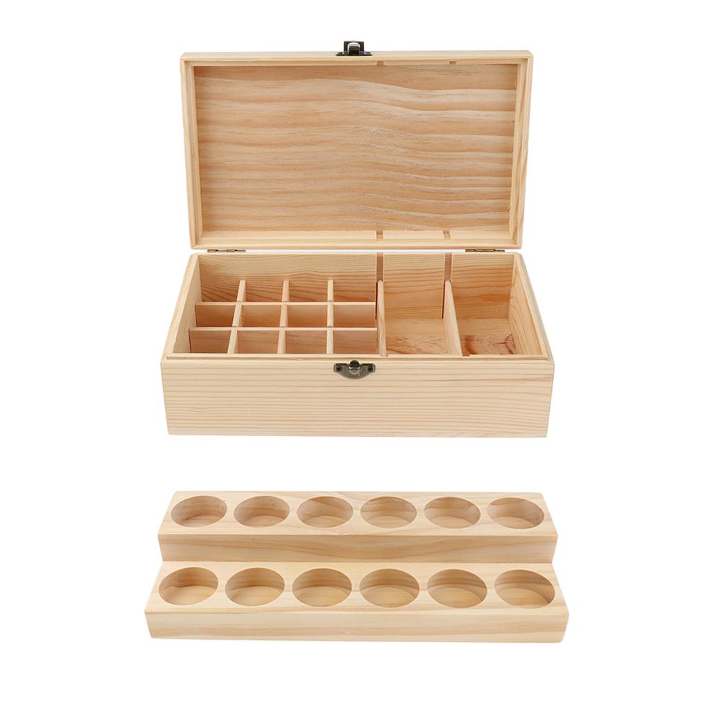 2pcs Handmade Wood Essential Oil Display Storage Carrying Case Box Stand Set