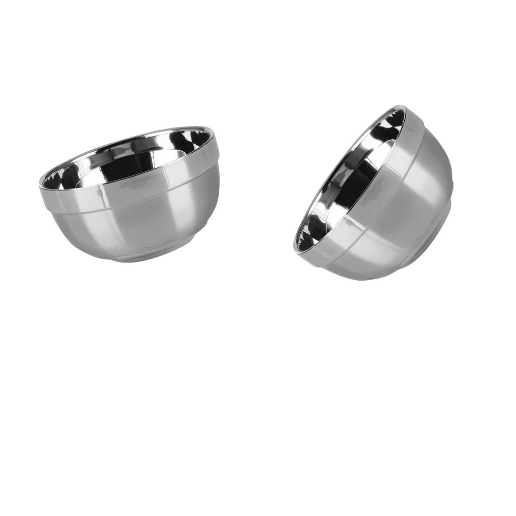 2Pcs Stainless Steel Bowl Double-walled Insulated Rice Soup Salad Bowls