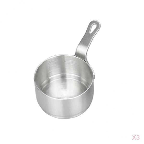 3Pcs Stainless Steel Mini Sauce Pan Nonstick Milk Pan Kitchen Tools 50ml