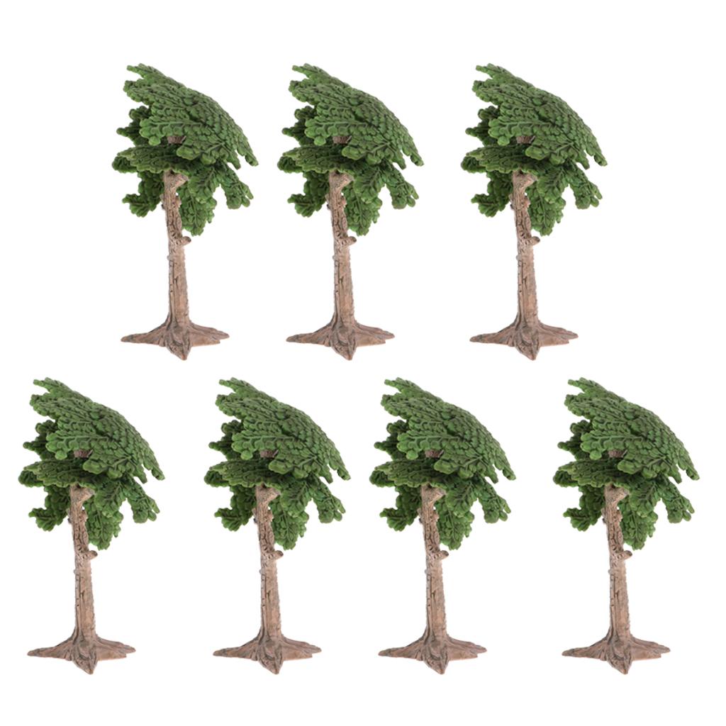 7Pcs Pine Tree Model Cycad Cypress for Landscape Diorama Scenery Layout 10cm