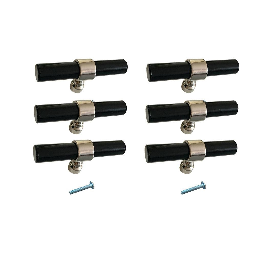 6xAcrylic Rod Bar Door Handles Drawer Cabinet Pull Knob Brushed Chrome 81mm