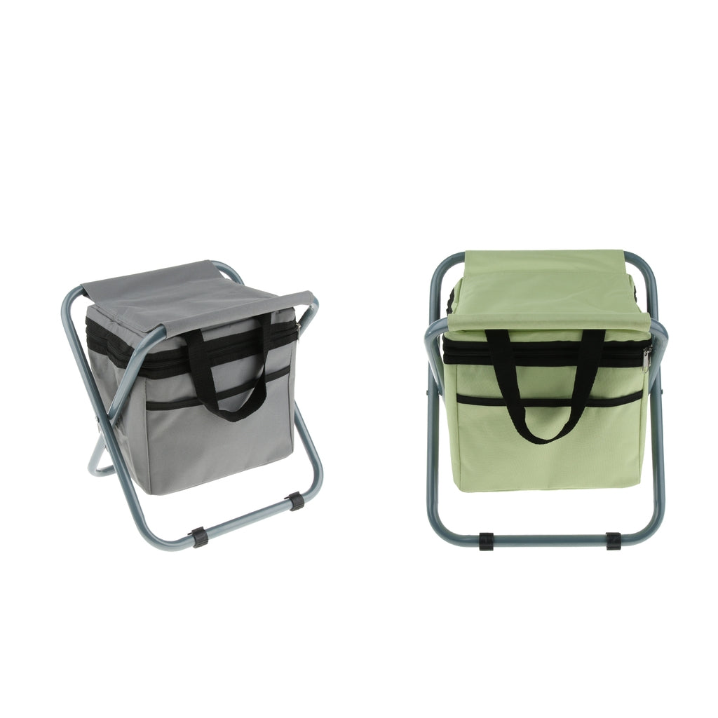 2PCS Folding Camping Stool Seat Backpack with Cooler Bag for Fishing Travel