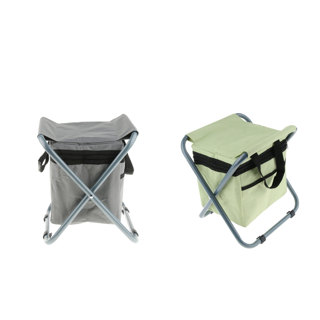 2PCS Folding Camping Stool Seat Backpack with Cooler Bag for Fishing Travel